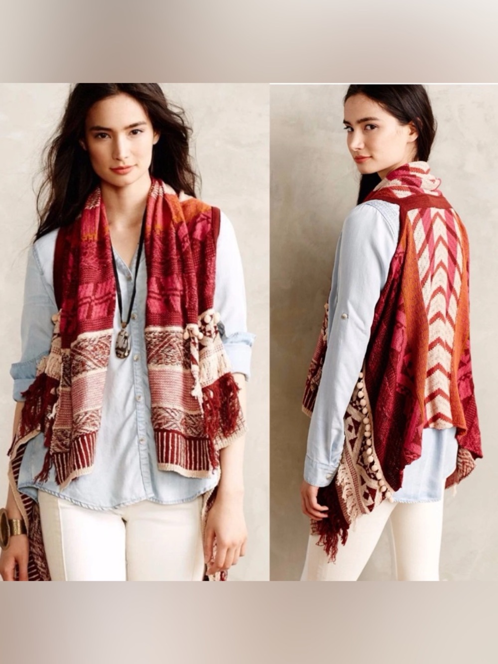 Anthropologie‎ Moth Durango Jacquard Boho Vest - Picture 2 of 15